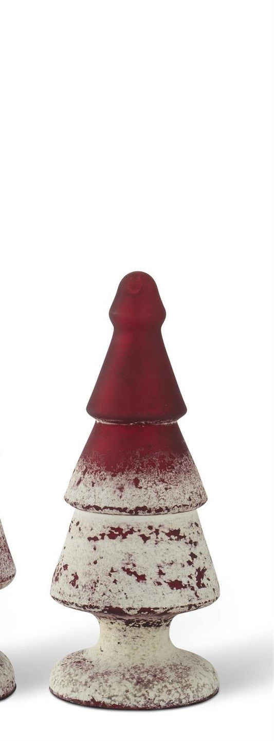 Red Half White w/Speckles Glass Trees