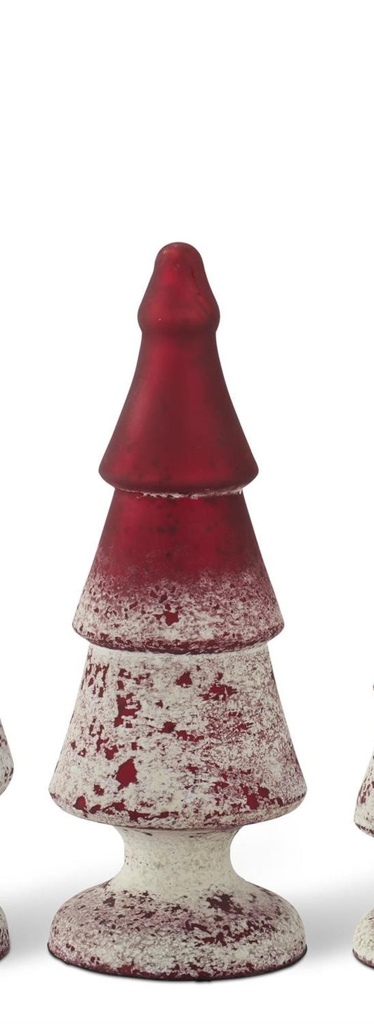 Red Half White w/Speckles Glass Trees