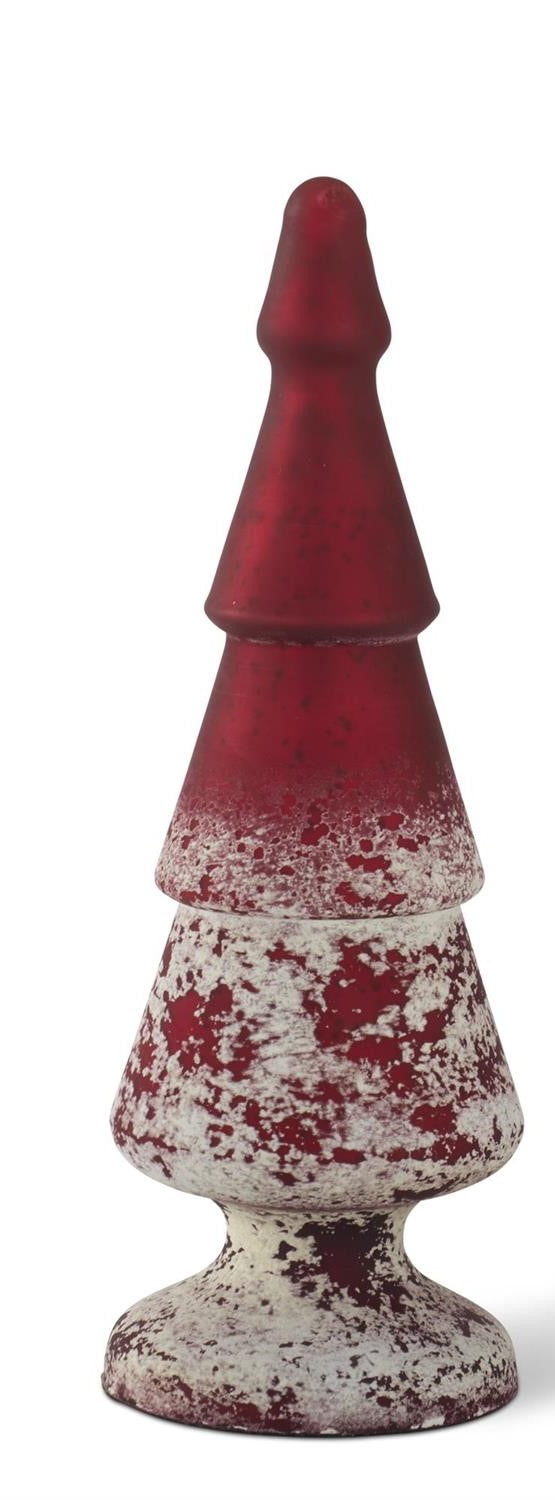 Red Half White w/Speckles Glass Trees
