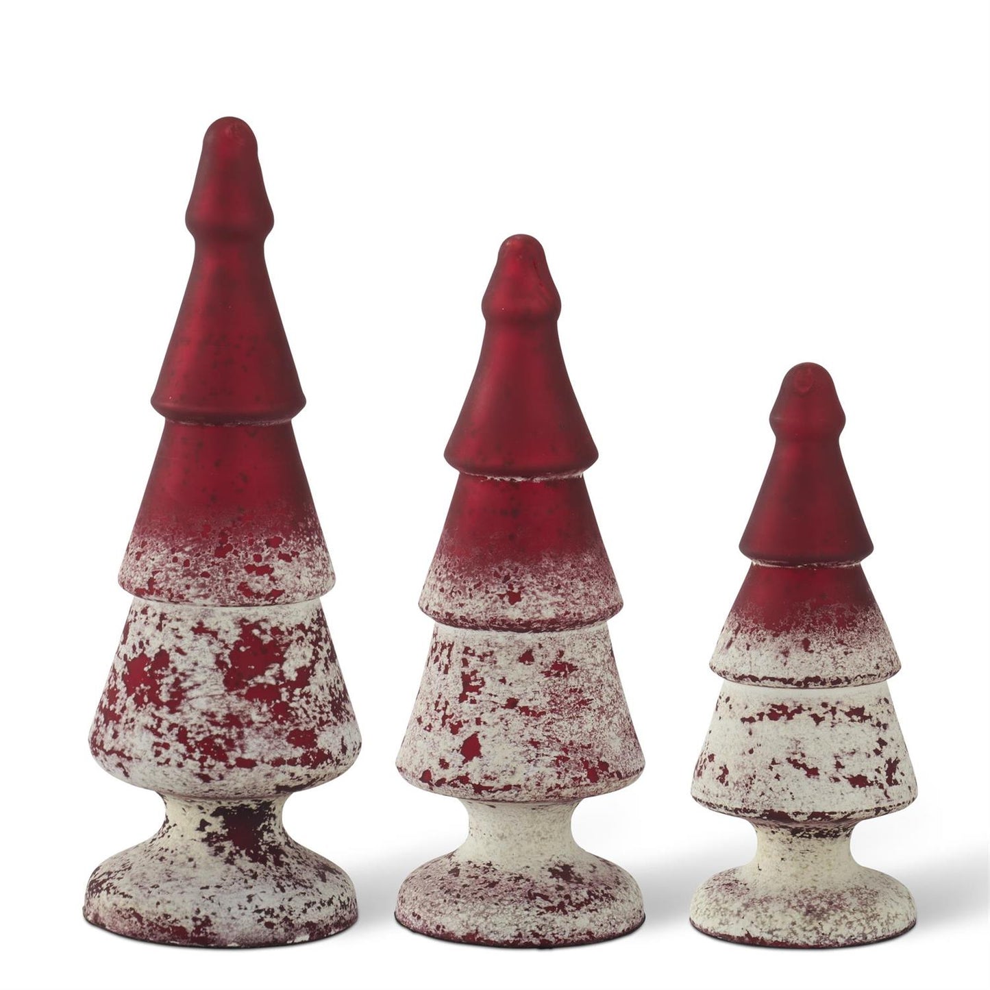 Red Half White w/Speckles Glass Trees