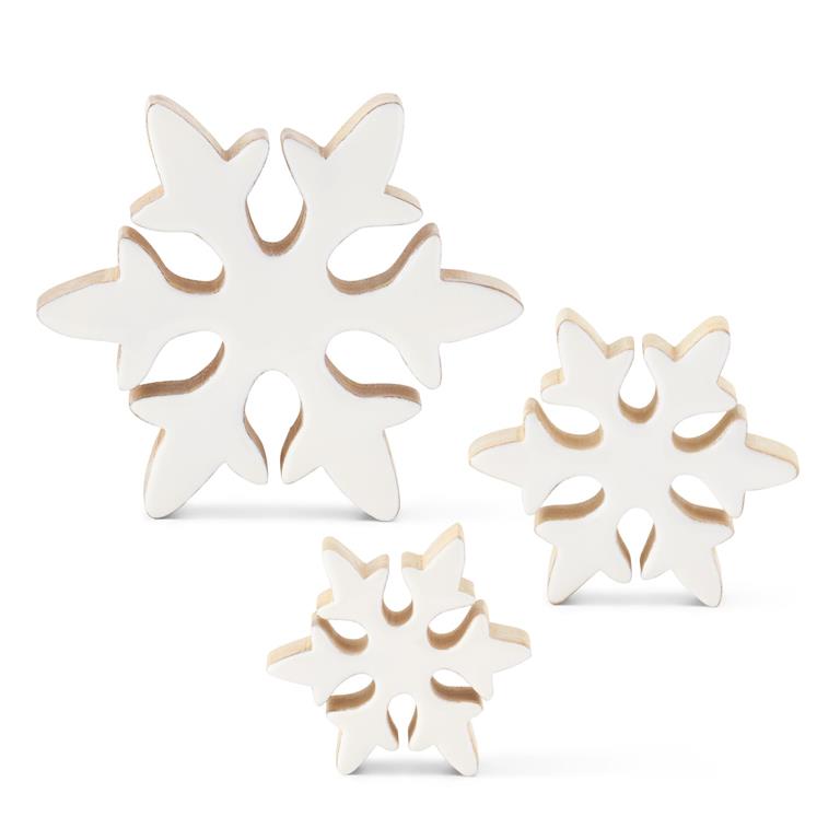 Wood Snowflake w/White Enameled Front