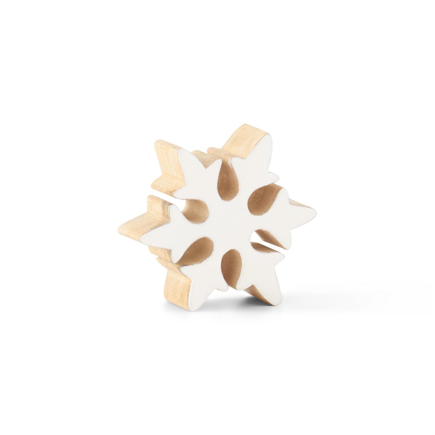Wood Snowflake w/White Enameled Front