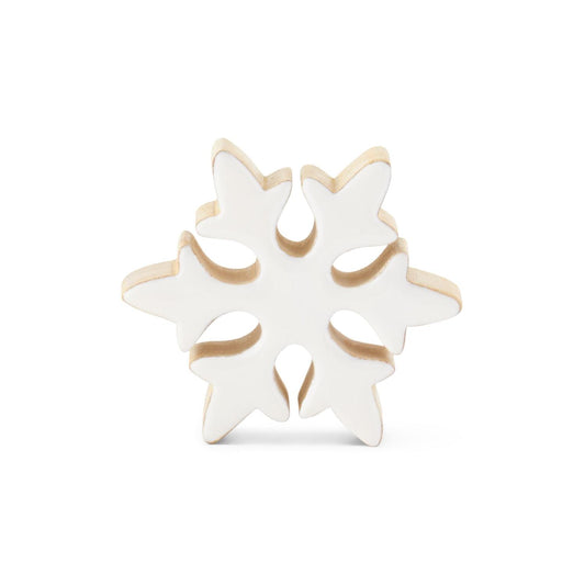 Wood Snowflake w/White Enameled Front