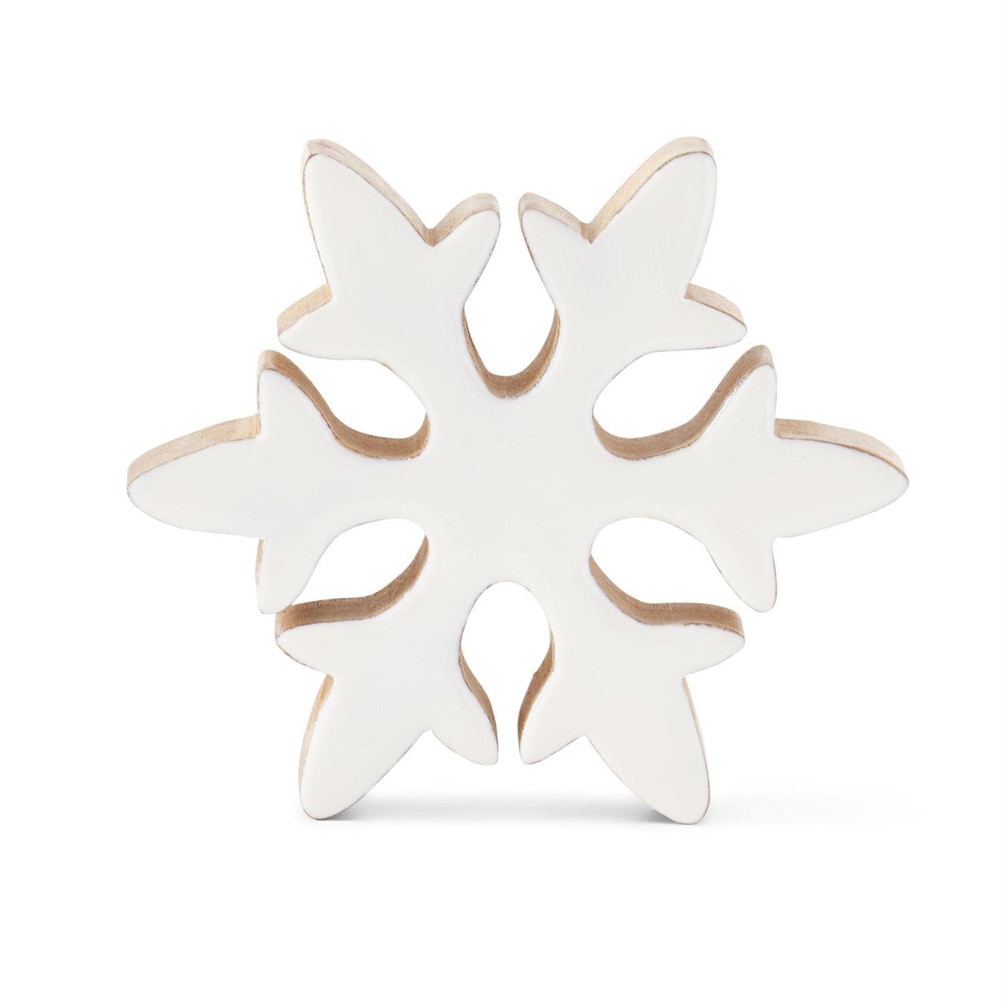 Wood Snowflake w/White Enameled Front