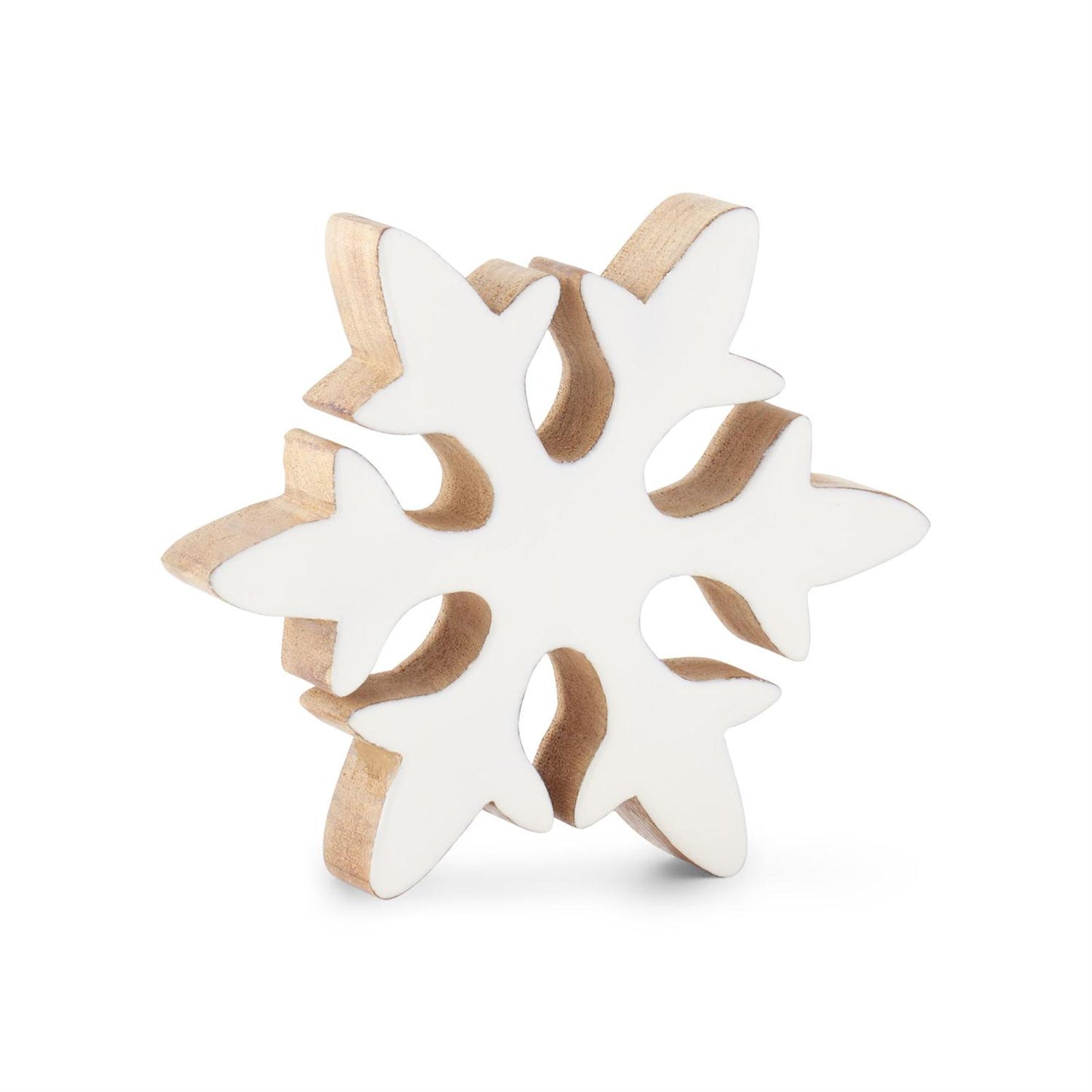 Wood Snowflake w/White Enameled Front