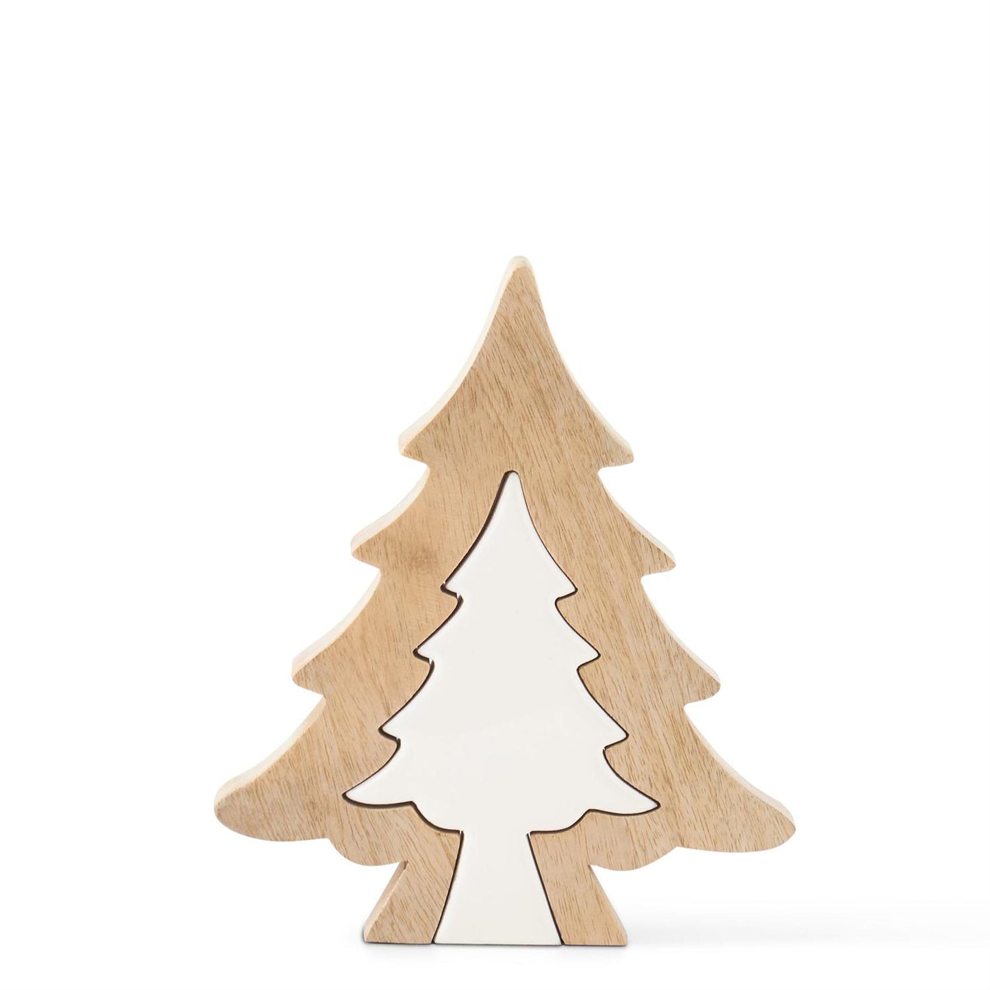 Wood Trees w/White Enameled Center Cutout