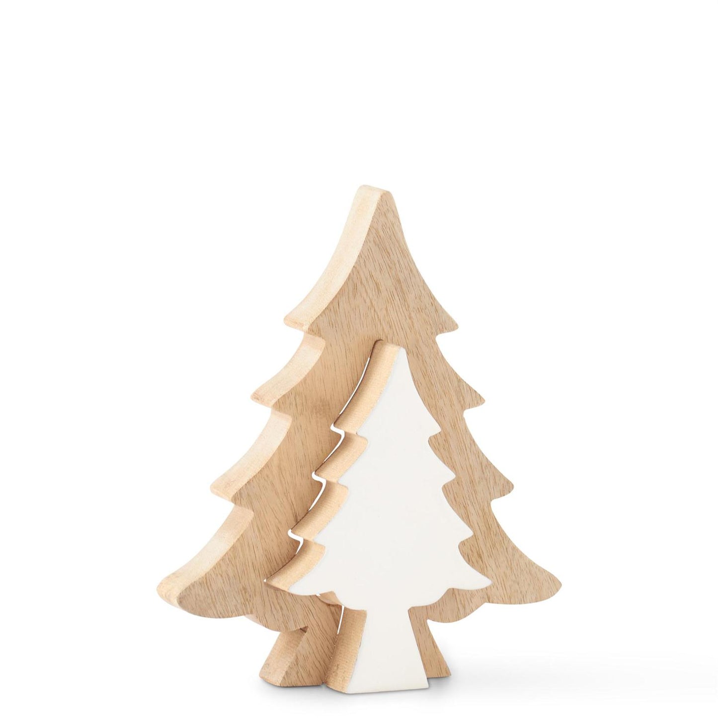 Wood Trees w/White Enameled Center Cutout