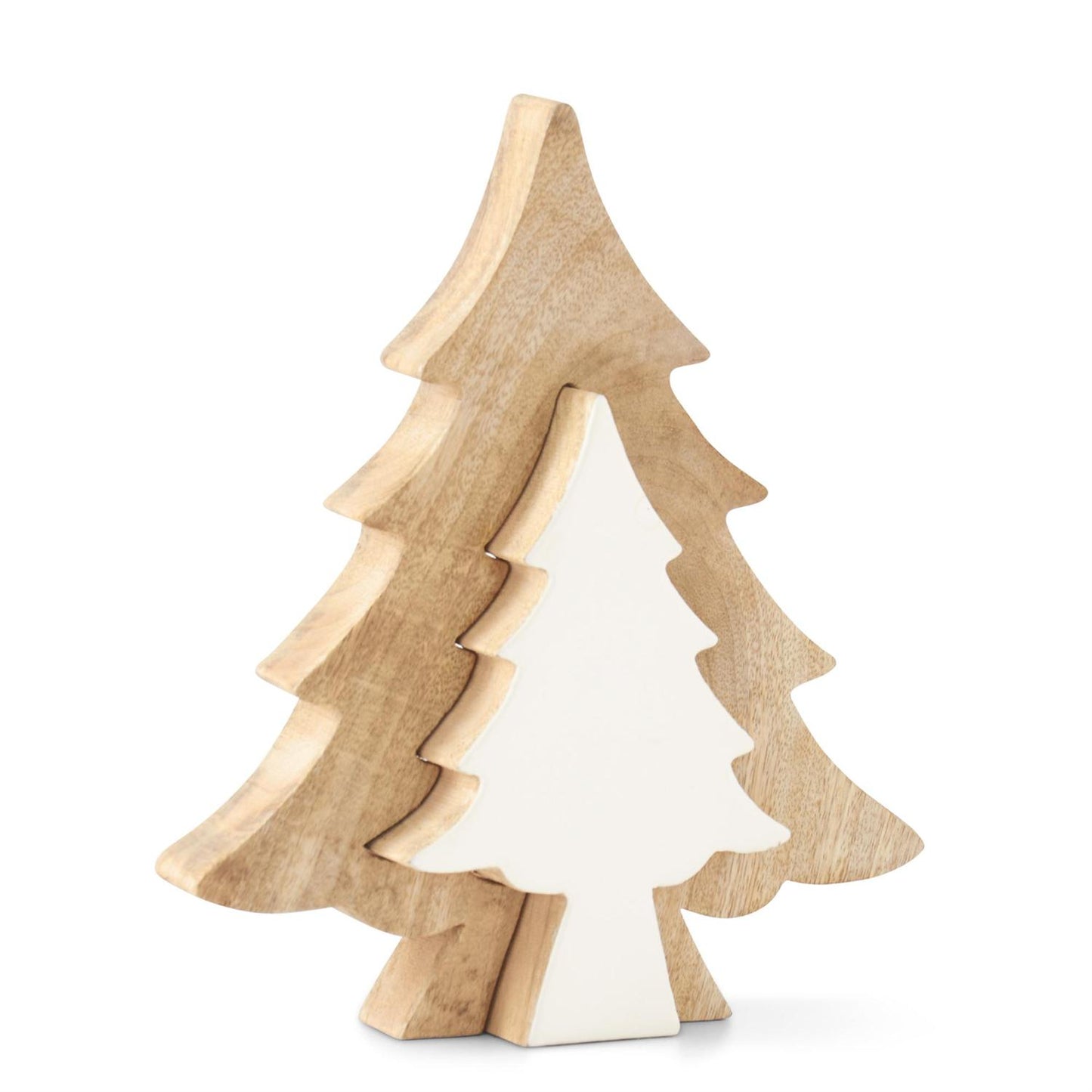 Wood Trees w/White Enameled Center Cutout