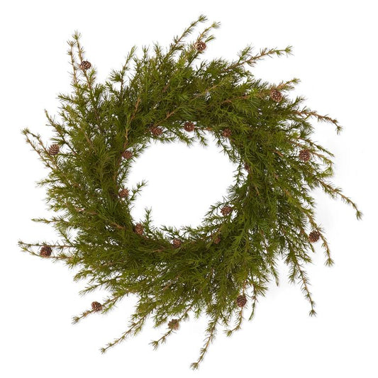 Pine Wreath w/Mini Pinecones & Textured Branches