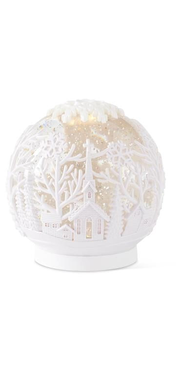 White Cutout Acrylic LED Spinning Water Globe