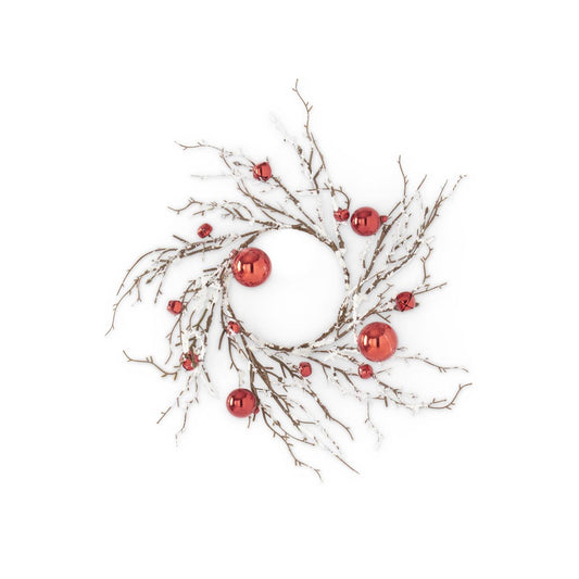Red Ornaments & Bells Glittered Flocked