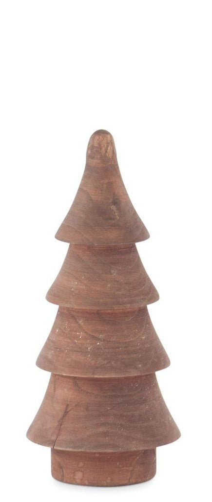 Carved Brown Wood 4 Tier Christmas Tree