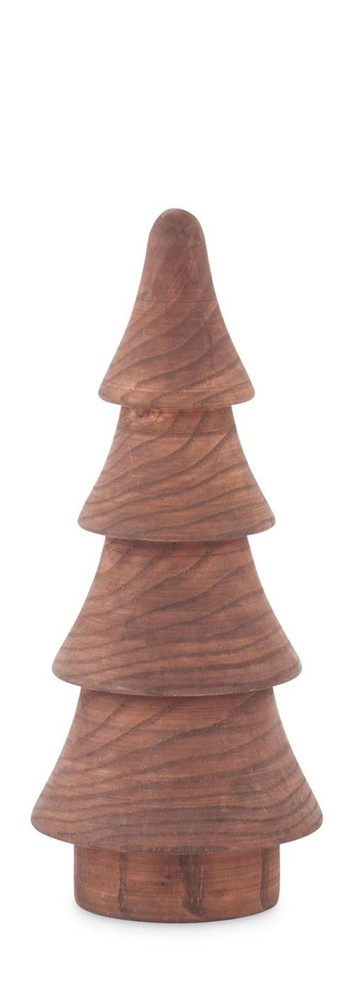 Carved Brown Wood 4 Tier Christmas Tree