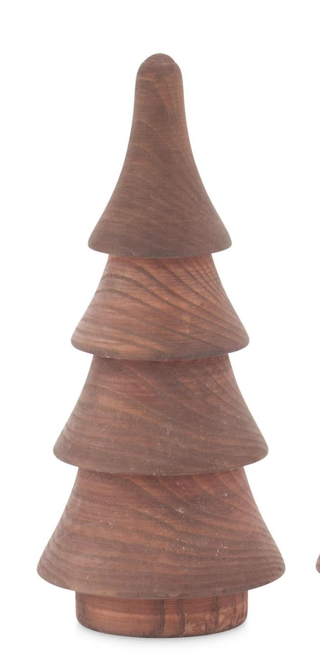 Carved Brown Wood 4 Tier Christmas Tree