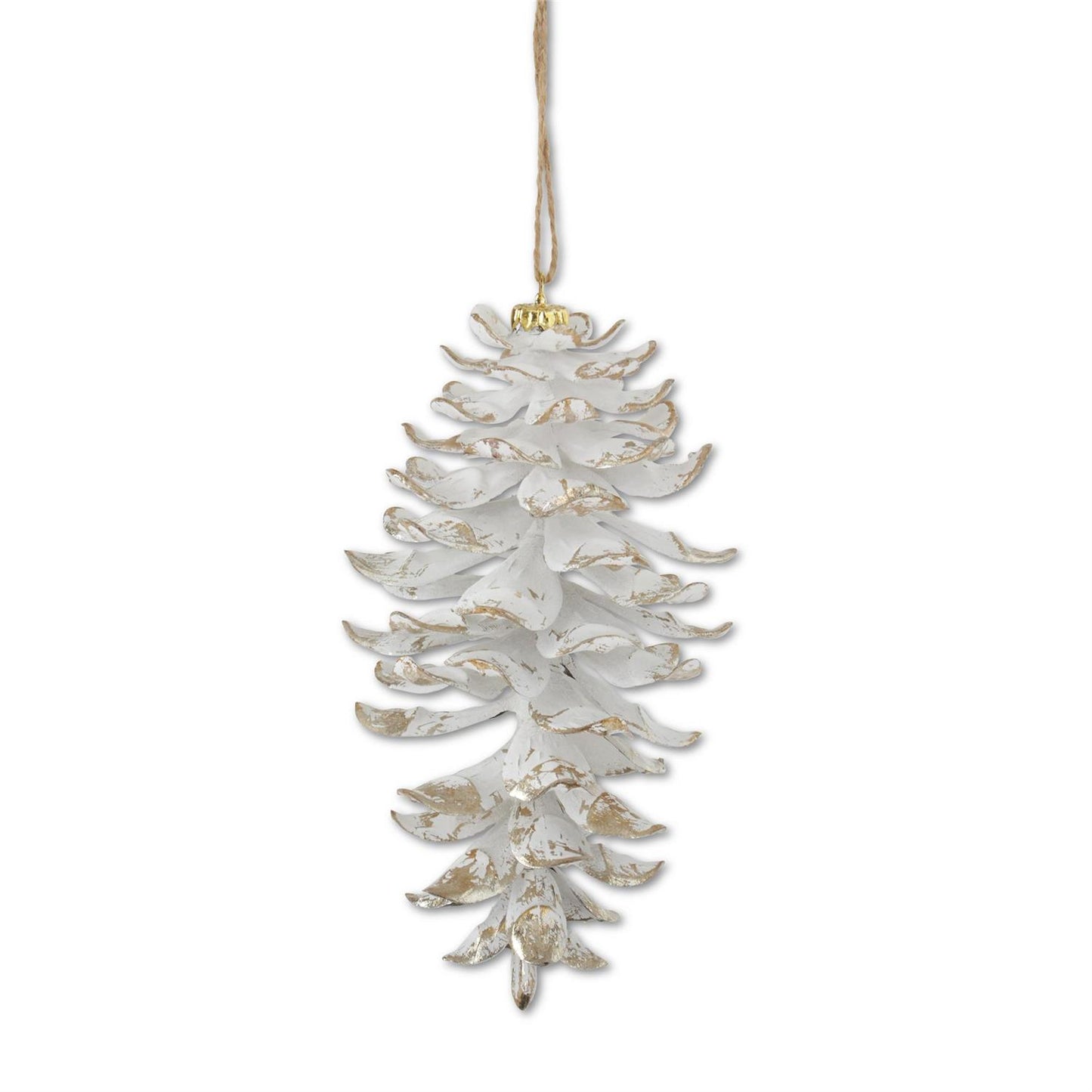 White Glittered Shatterproof Pinecone Ornament