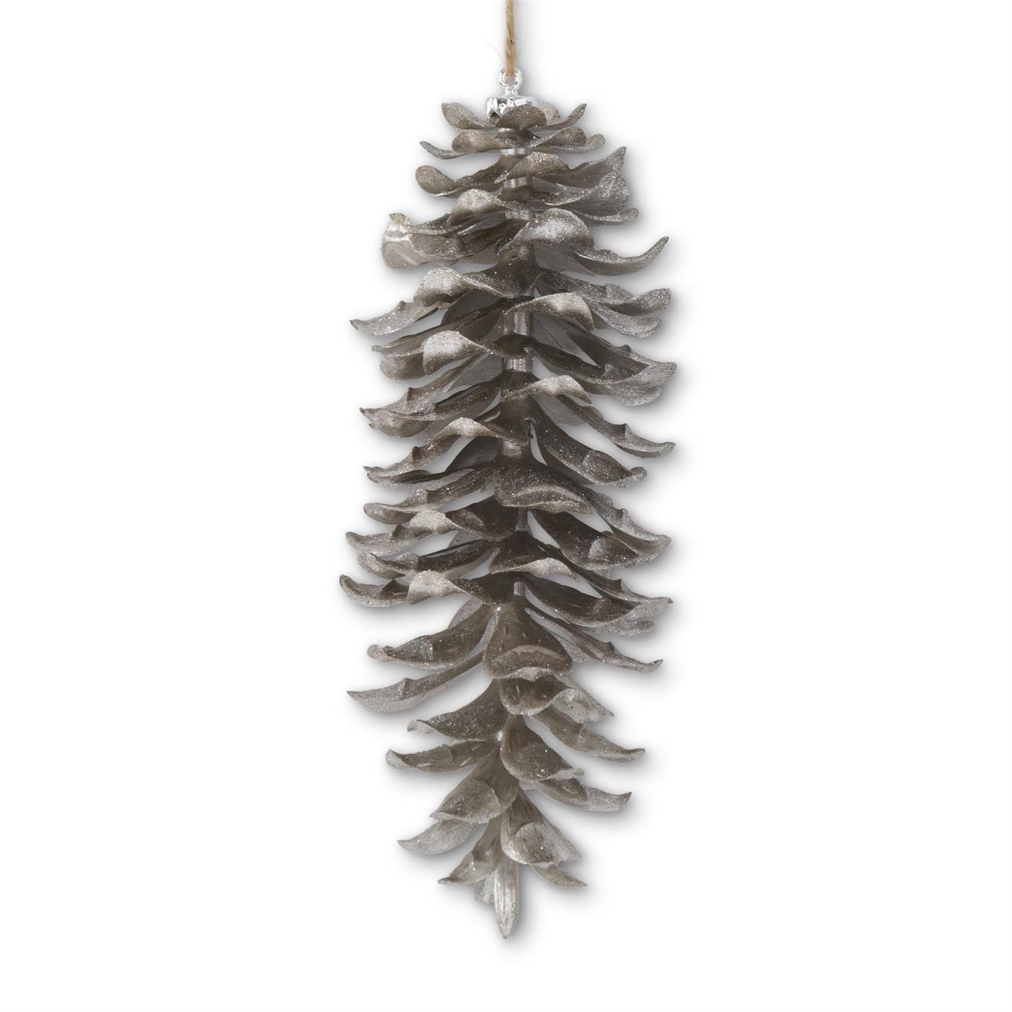 Silver Glittered Shatterproof Pinecone Ornament