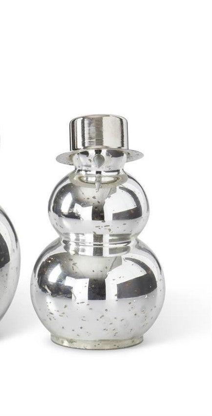 Silver Mercury Glass Snowman w/Open Bottom