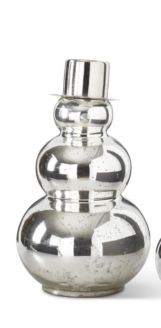 Silver Mercury Glass Snowman w/Open Bottom