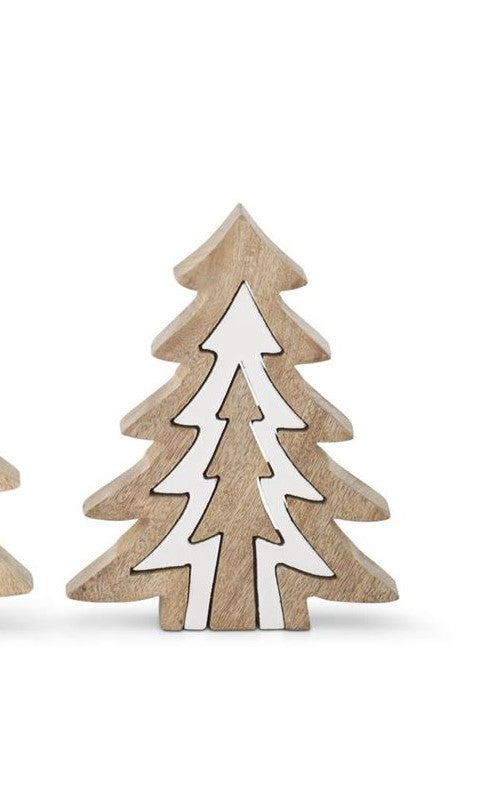 Wood Tree w/White Enameled Center Cutout Tree