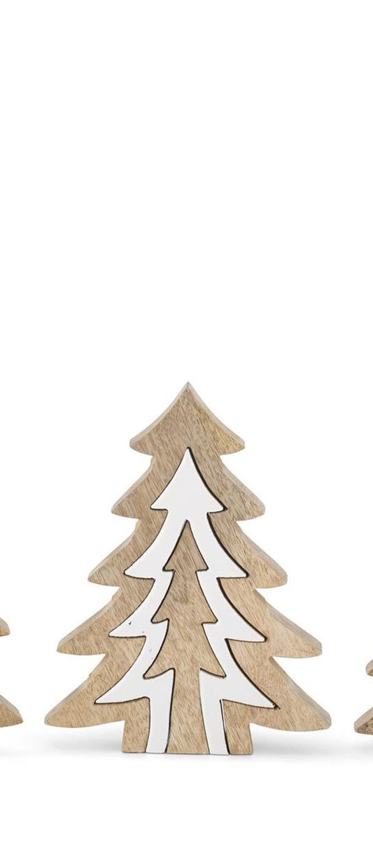 Wood Tree w/White Enameled Center Cutout Tree
