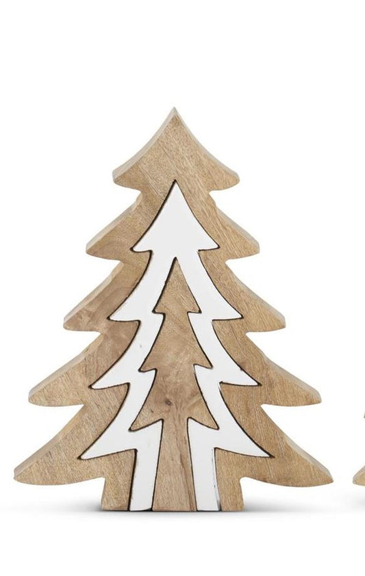 Wood Tree w/White Enameled Center Cutout Tree