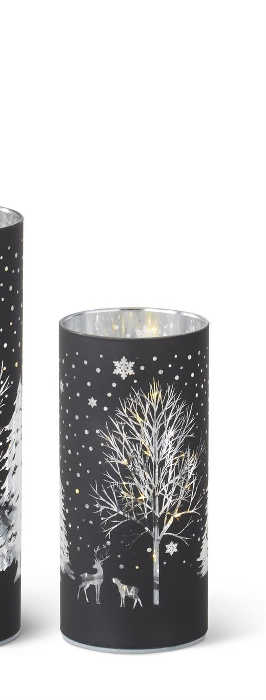 Black Laser Engraved Winter Scene LED