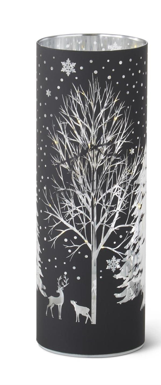 Black Laser Engraved Winter Scene LED