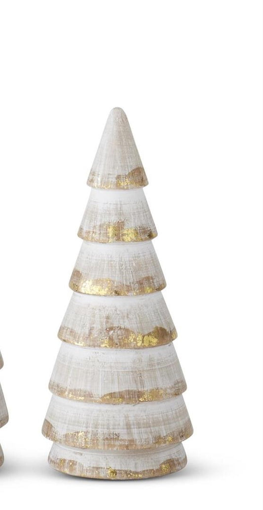 Whitewashed Gold Gilded Wood Tree