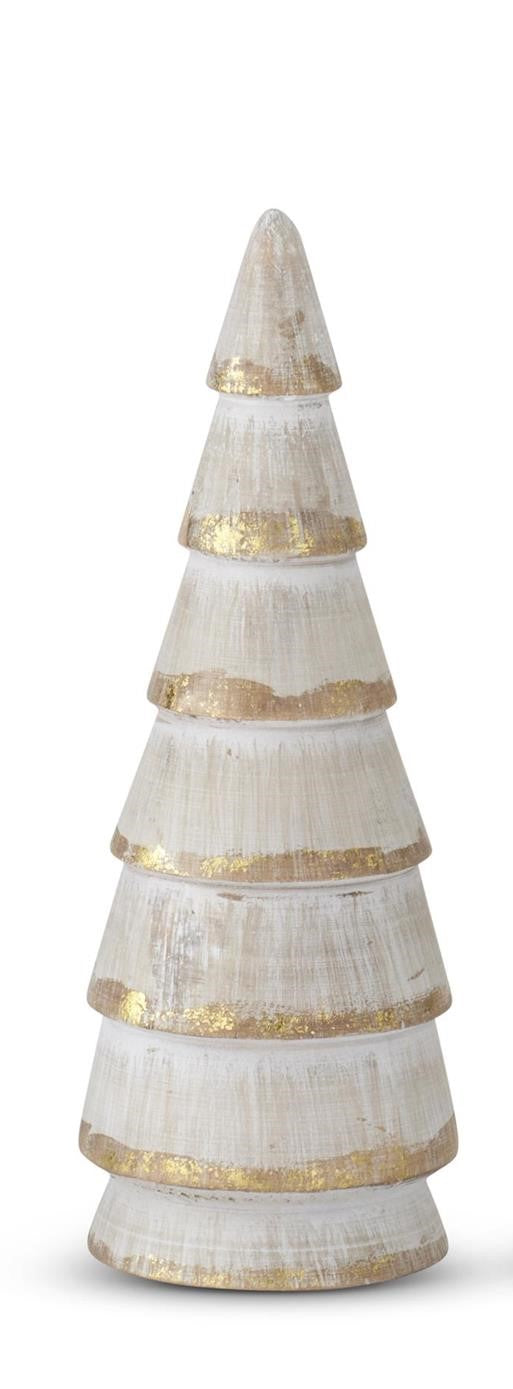 Whitewashed Gold Gilded Wood Tree