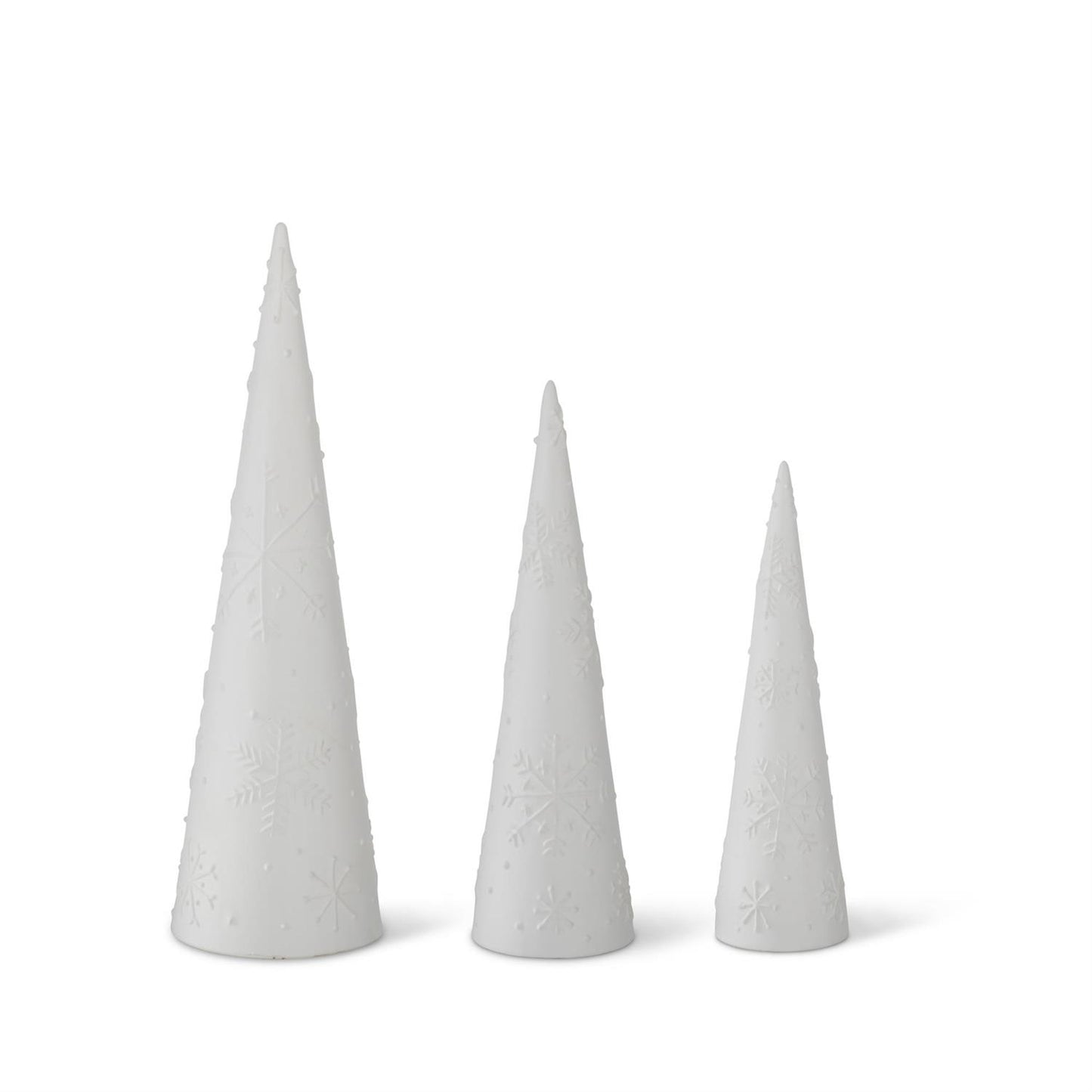 Matte White Ceramic Snowflake Embossed Cone Tree