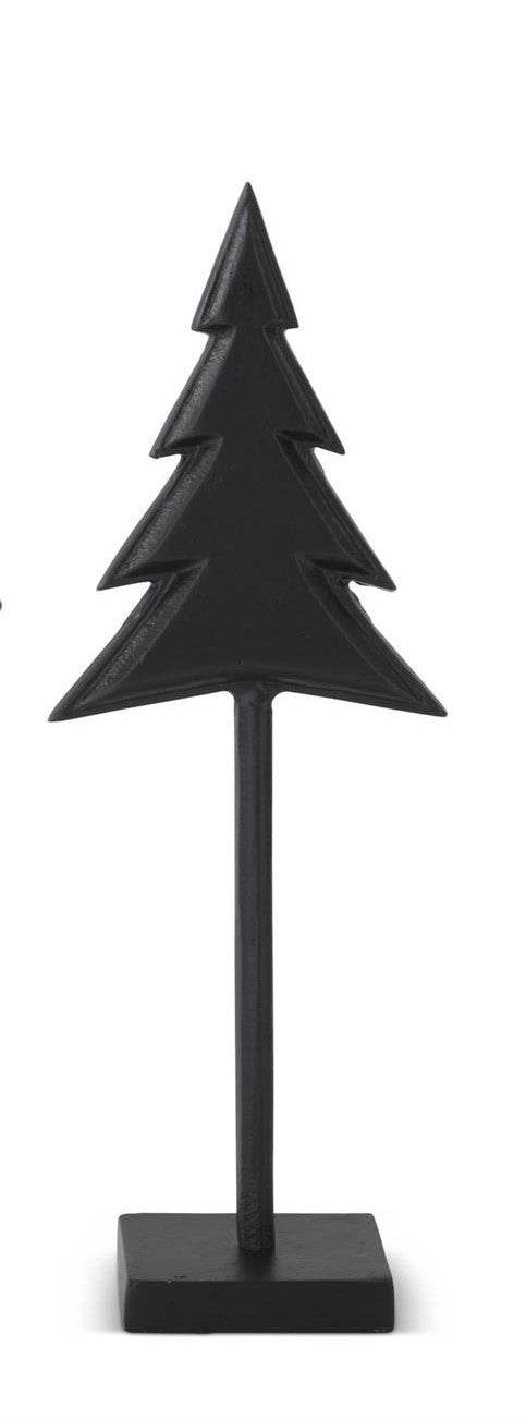 Matte Black Metal Christmas Trees on Spindle