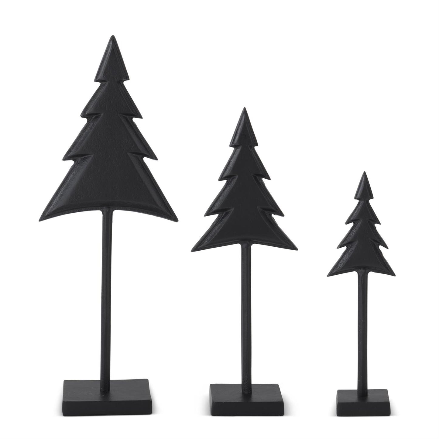 Matte Black Metal Christmas Trees on Spindle