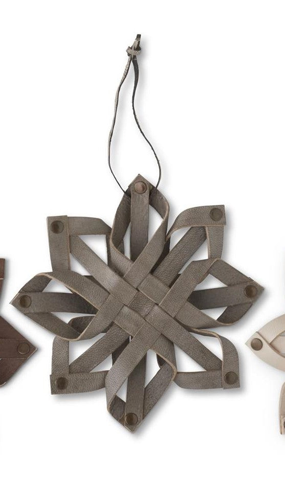 Leather Snowflake Ornament - Grey