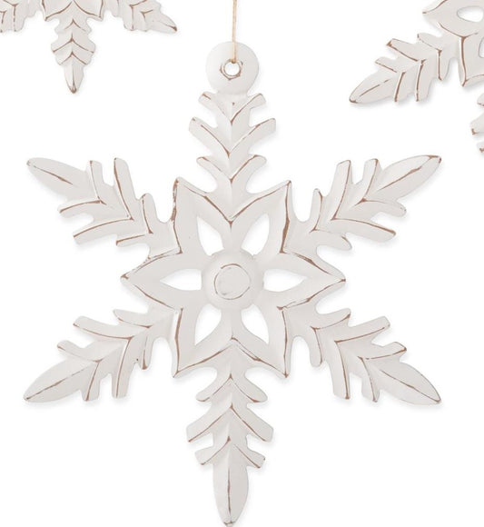 White Wood Snowflake Ornament