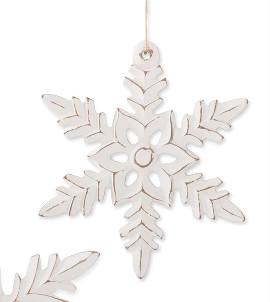 White Wood Snowflake Ornament