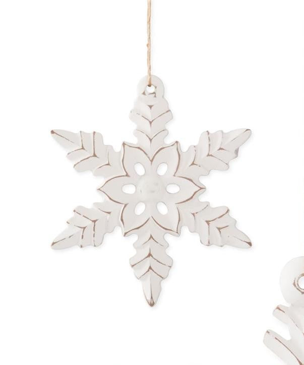 White Wood Snowflake Ornament