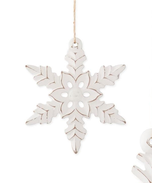 White Wood Snowflake Ornament