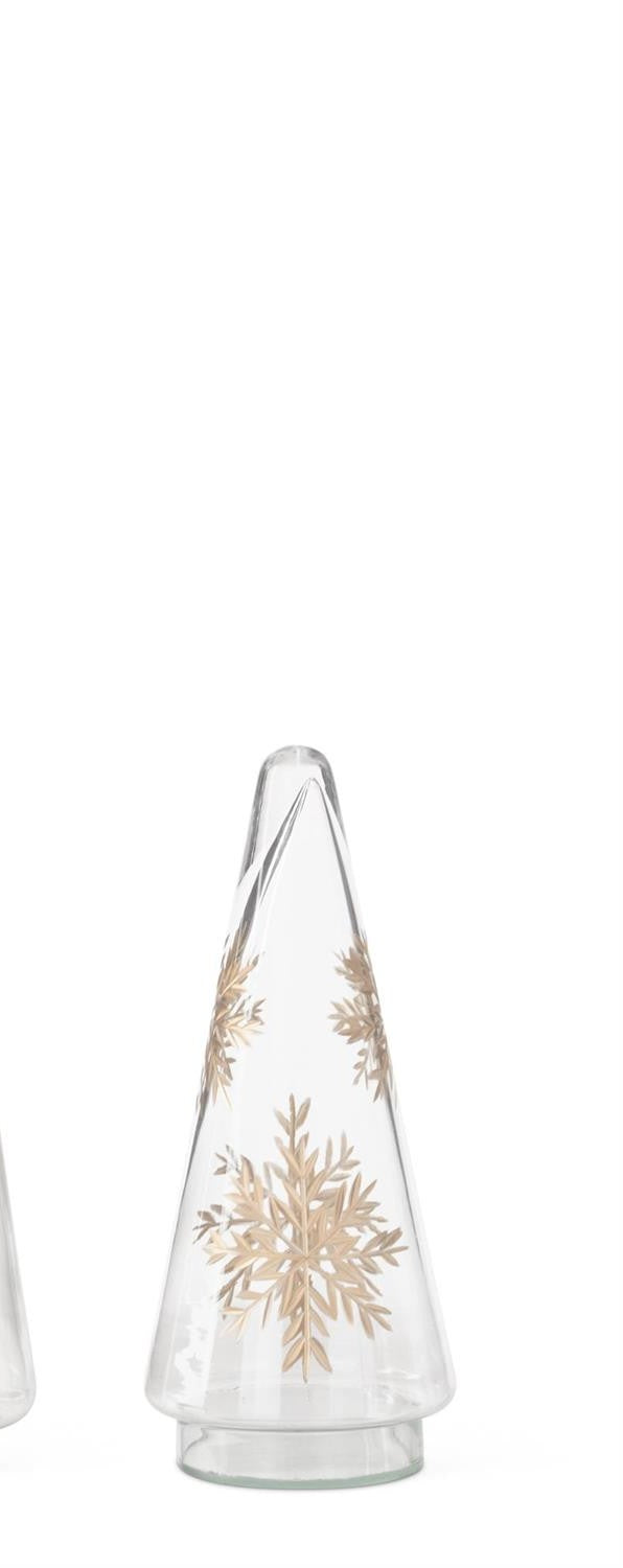 Glass Cone Tree w/Gold Etched Snowflake