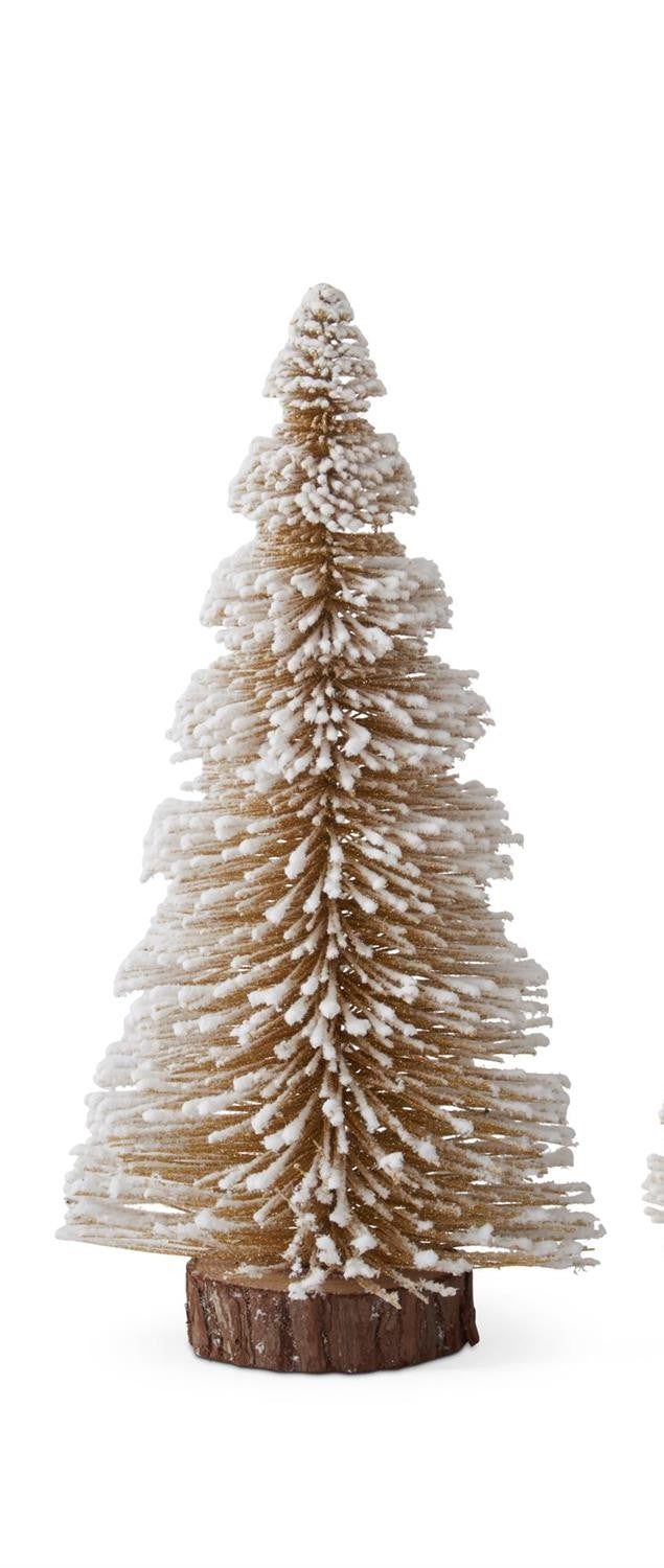 Flocked Gold Glittered Bottle Brush Tree