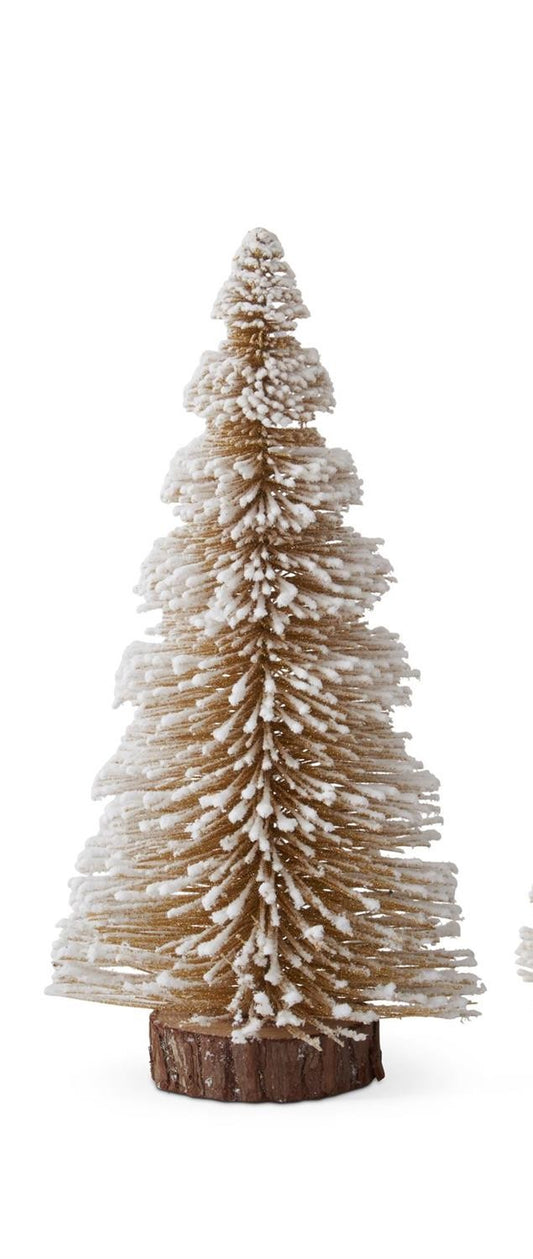 Flocked Gold Glittered Bottle Brush Tree