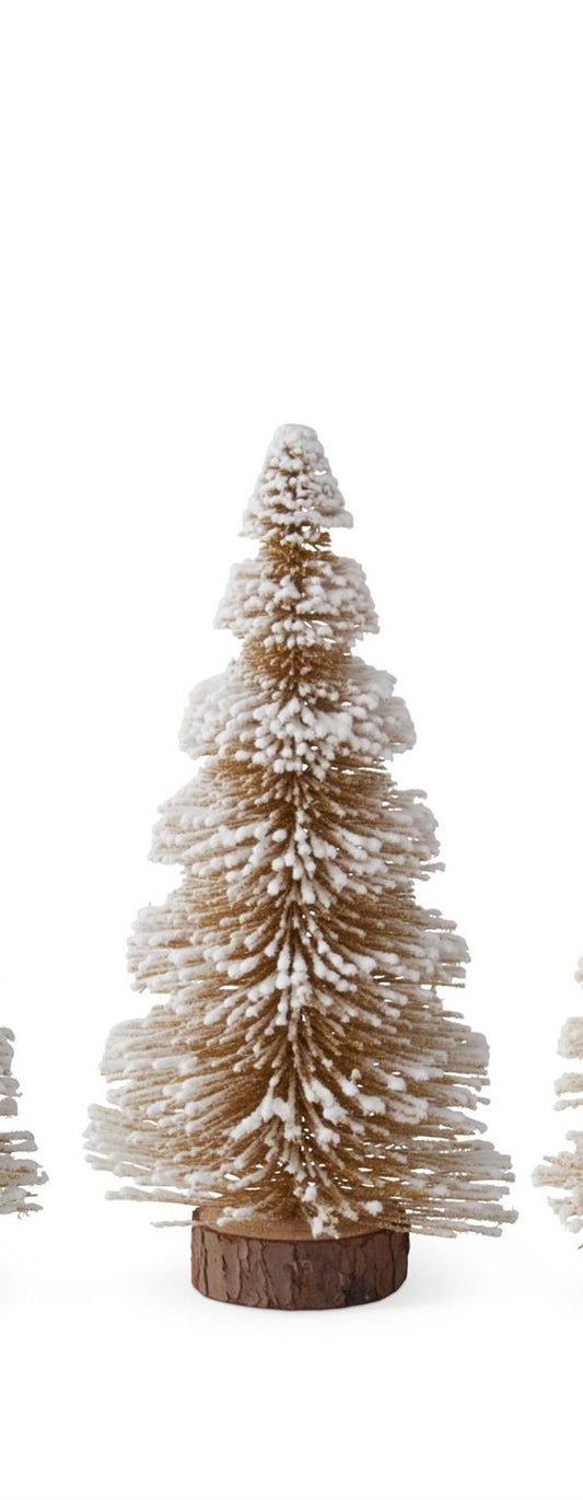 Flocked Gold Glittered Bottle Brush Tree