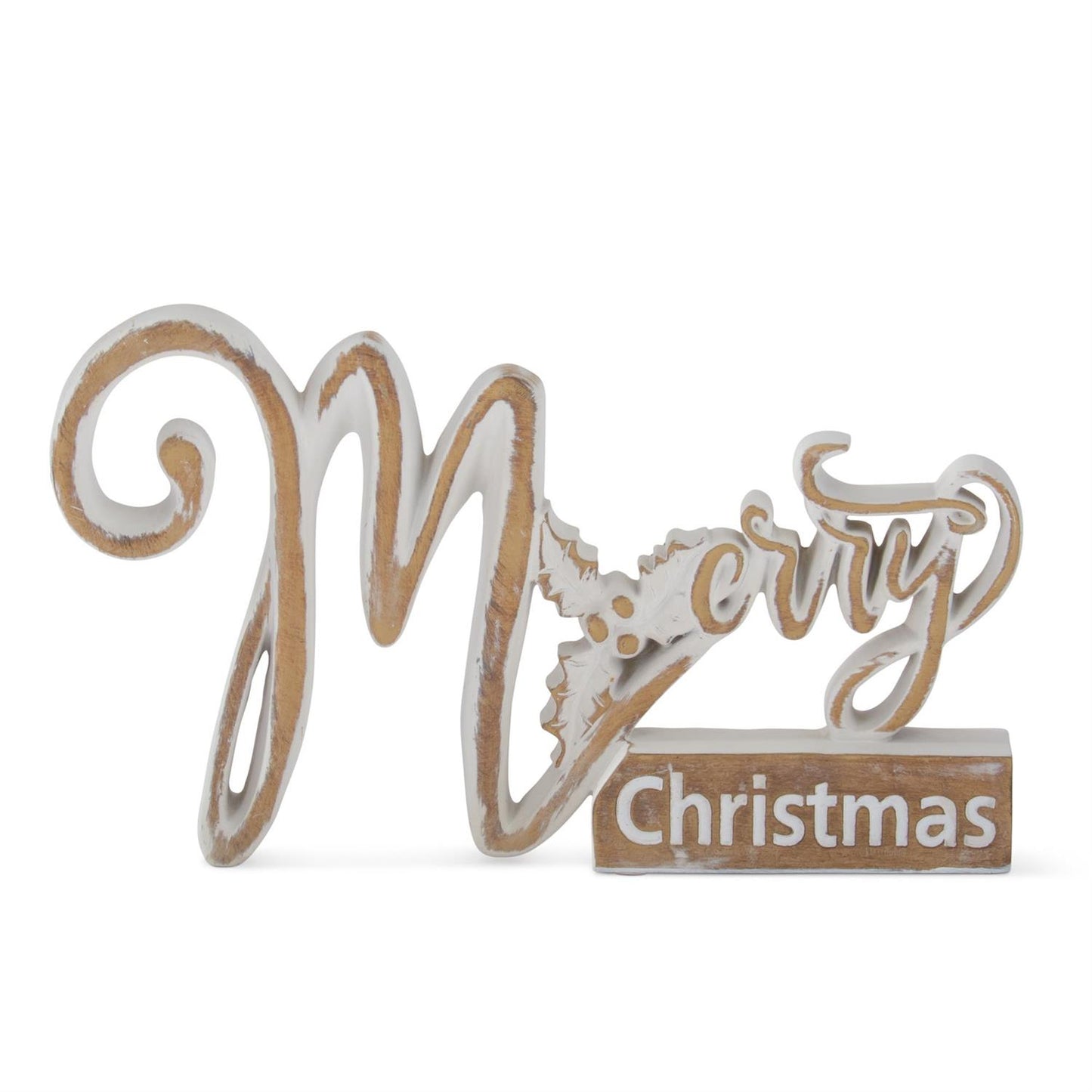 Brown & White Merry Christmas Tabletop Sign