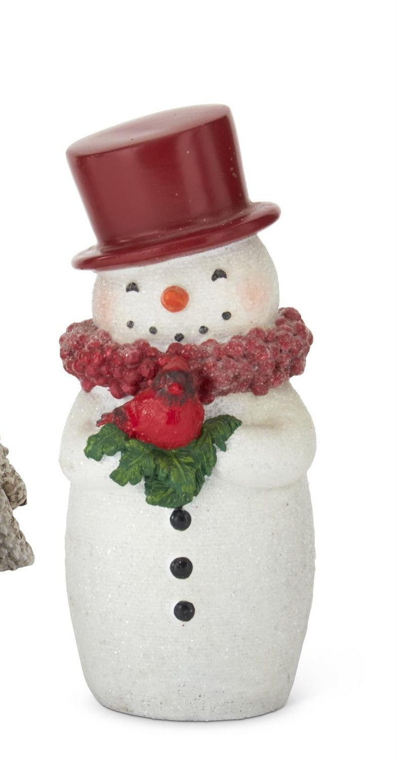 Glittered Snowmen w/Red Top Hat