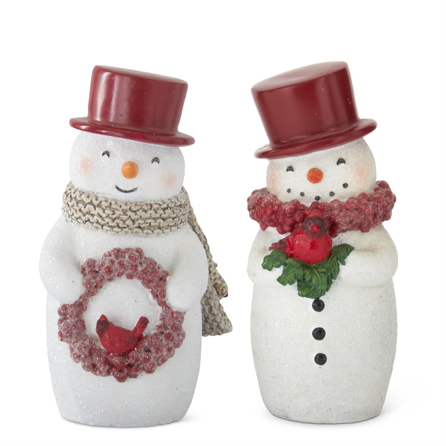 Glittered Snowmen w/Red Top Hat