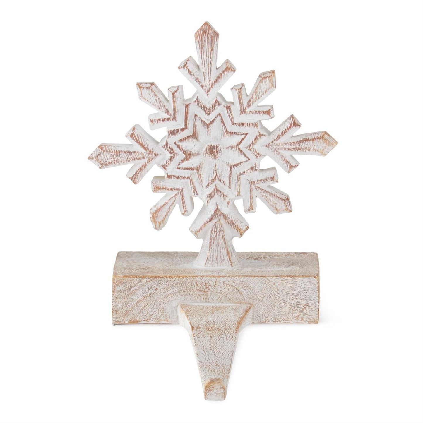 Resin Brown & White Snowflake Stocking Holder