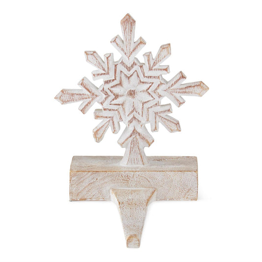 Resin Brown & White Snowflake Stocking Holder
