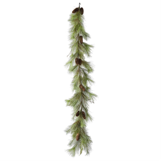 Wispy Mixed Pine & Twig Garland w/Pinecones