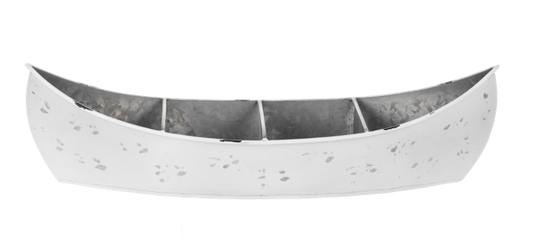 Distressed White Canoe Planter