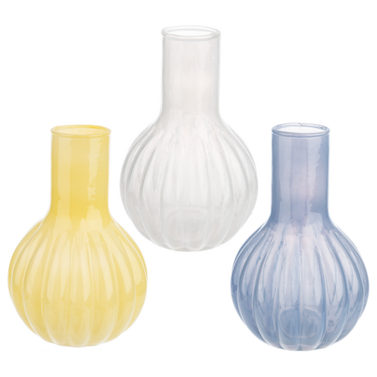 Milk Glass Ribbed Bud Vase (Yellow)