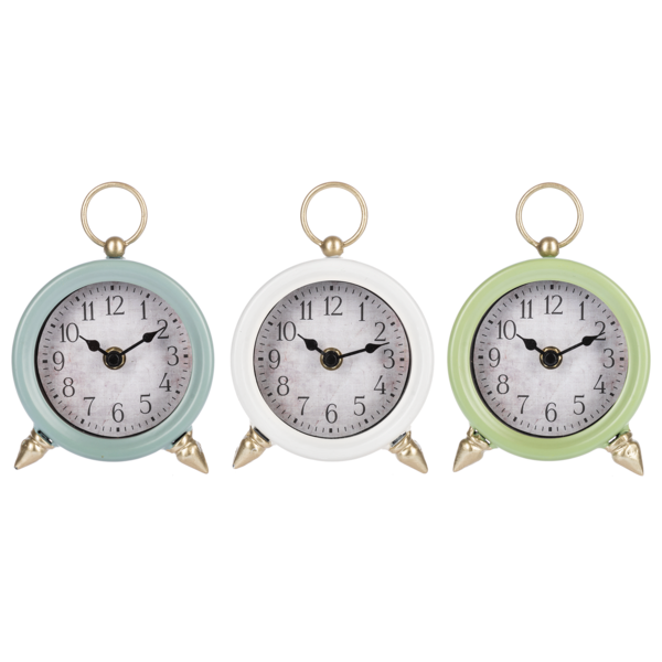 Round Desk Clock with Gold Accents - White